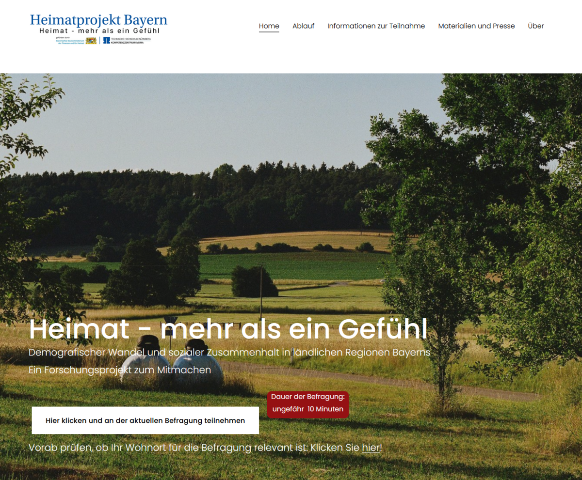 Titelseite der Webseite Heimatprojekt Bayern