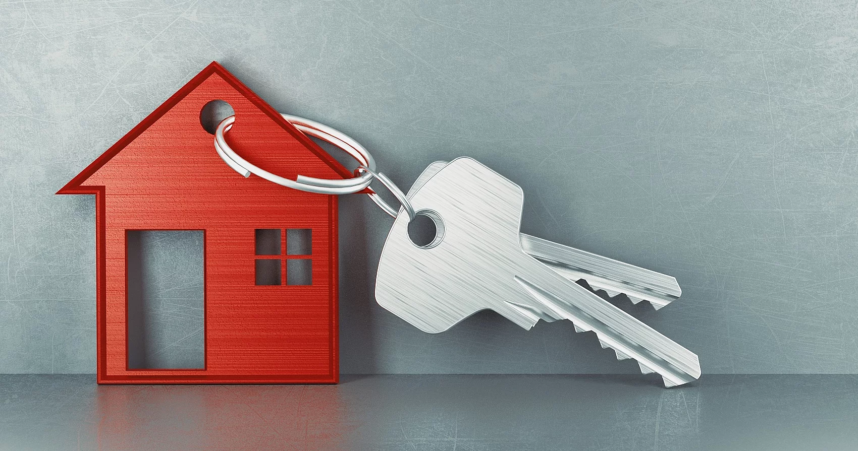 roter Schlüsselanhänger mit Hautürschlüssel