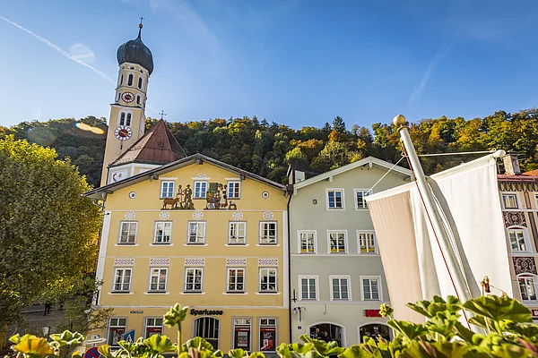 Blick aus dem Rathausfenster im Herbst