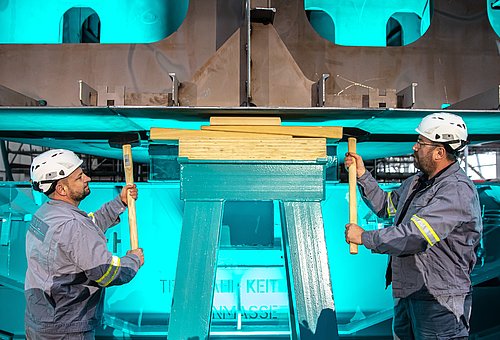 Kiellegung in der Peene Werft